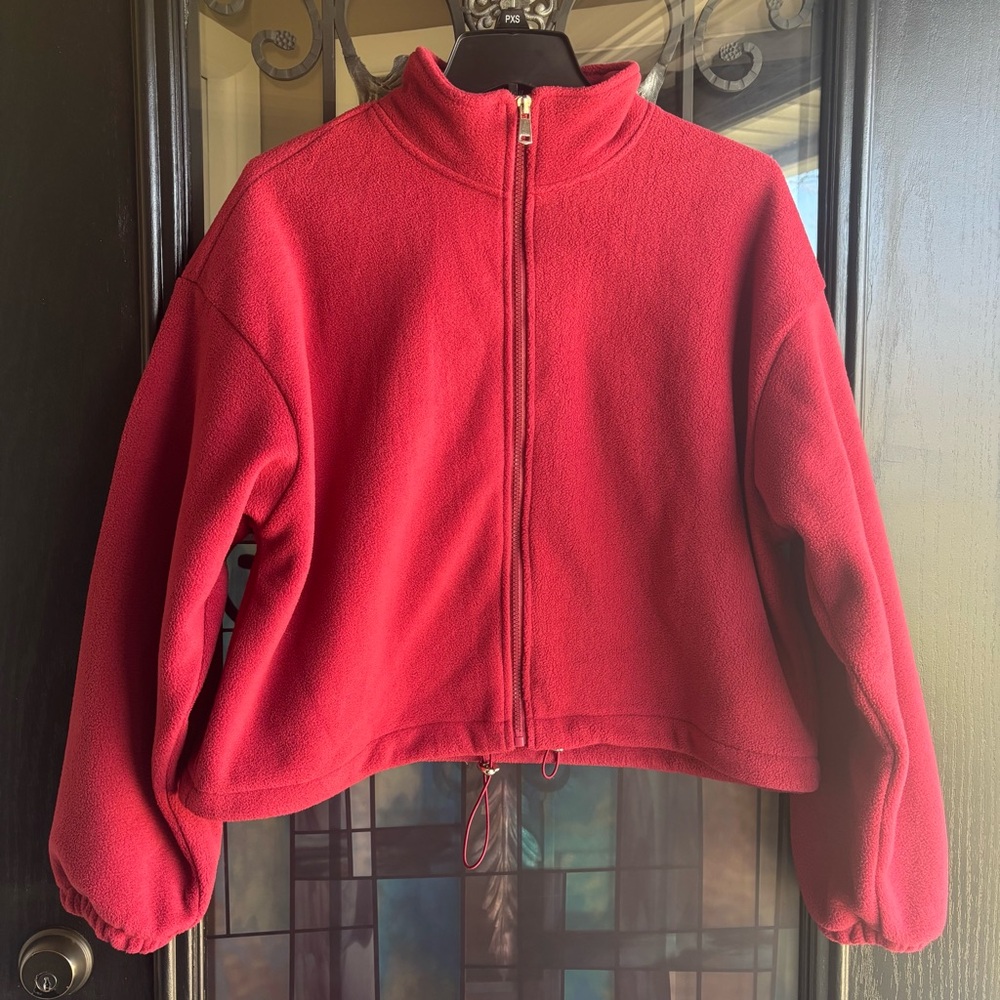 Red fleece zip up